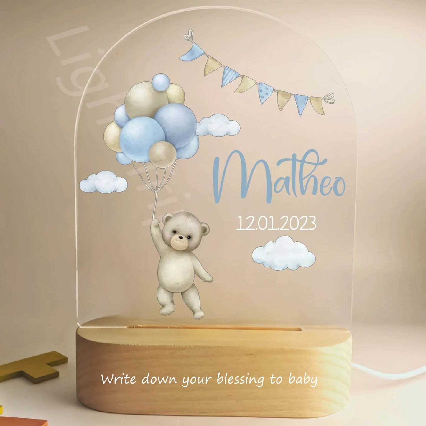 Veilleuse Bébé Personnalisée Ballons - CODODO