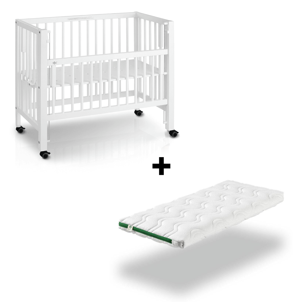 Ensemble lit cododo blanc en bois massif avec matelas 40x90 – sécurité et confort pour bébé