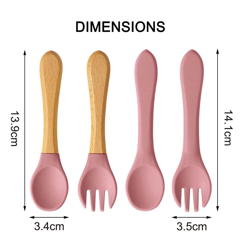 Couverts Bébé Silicone et Bois - CODODO