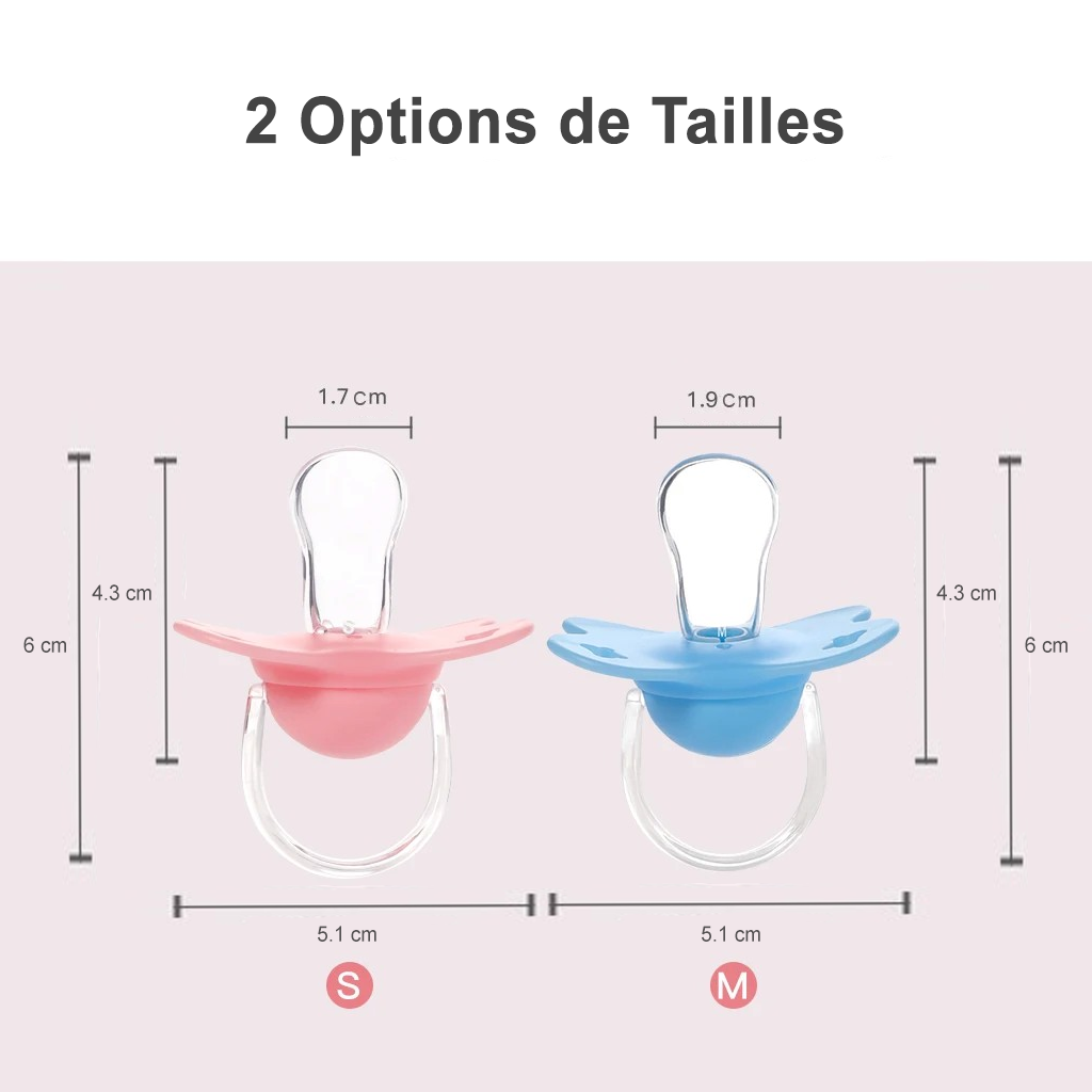 Dimension des sucettes – 2 options taille S et M