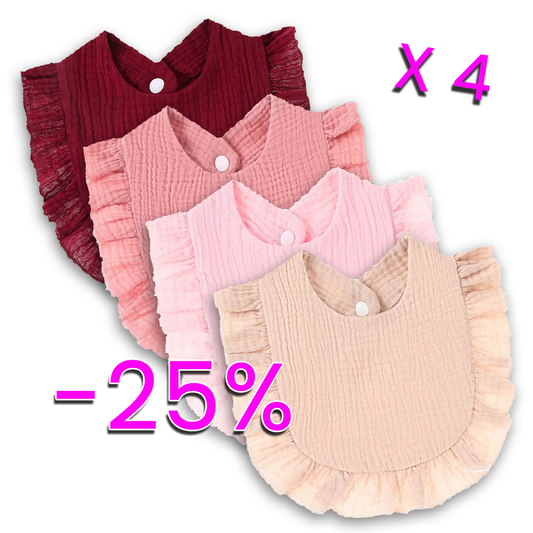 4 bavoirs en dégradé de rose -25%