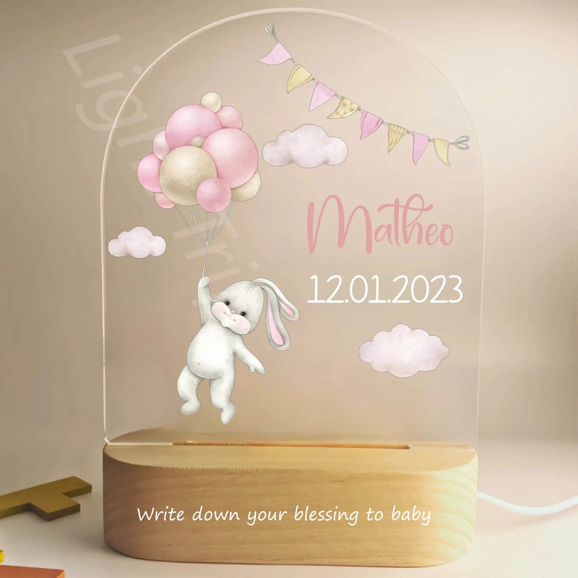 Veilleuse Bébé Personnalisée Ballons - CODODO