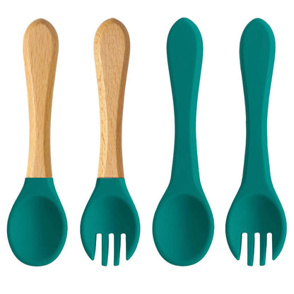 Couverts Bébé Silicone et Bois - CODODO