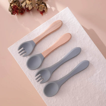 Couverts Bébé Silicone et Bois - CODODO