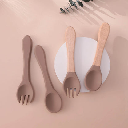 Couverts Bébé Silicone et Bois - CODODO