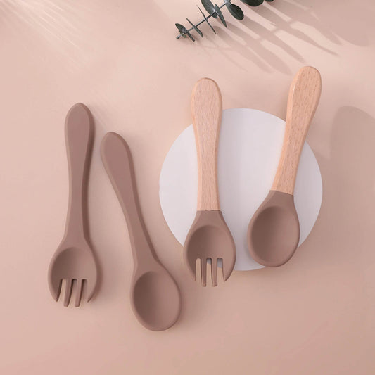 Couverts Bébé Silicone et Bois - CODODO