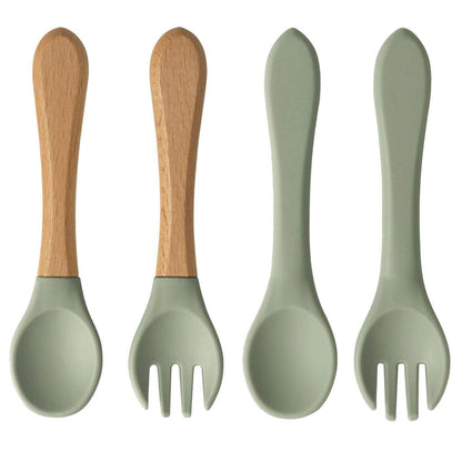 Couverts Bébé Silicone et Bois - CODODO