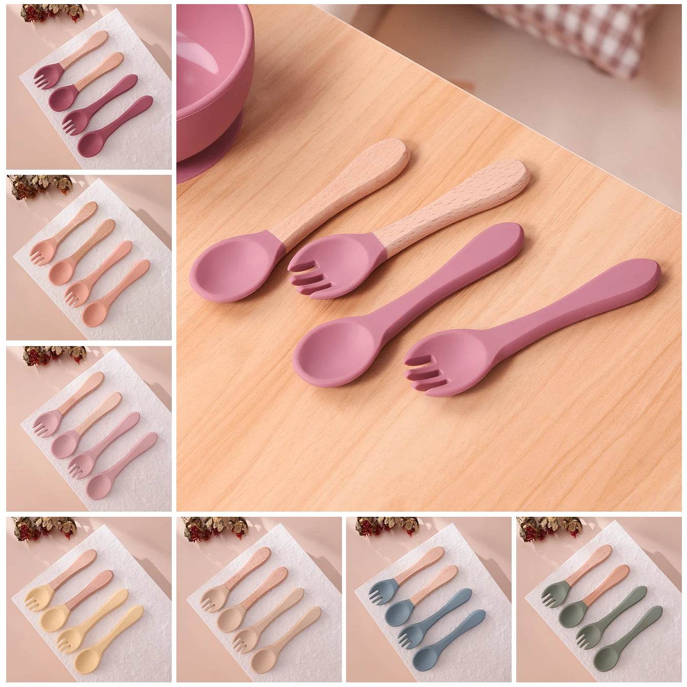 Couverts Bébé Silicone et Bois - CODODO