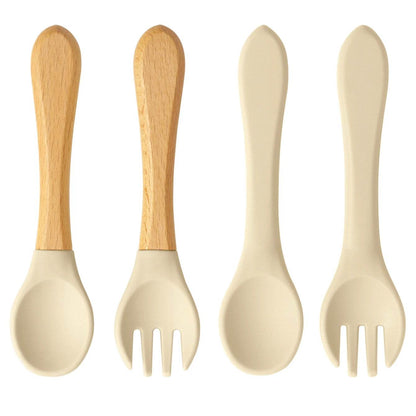 Couverts Bébé Silicone et Bois - CODODO