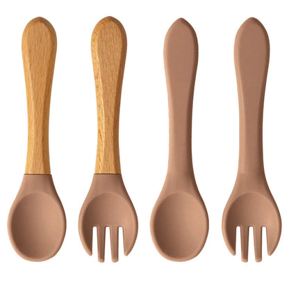 Couverts Bébé Silicone et Bois - CODODO