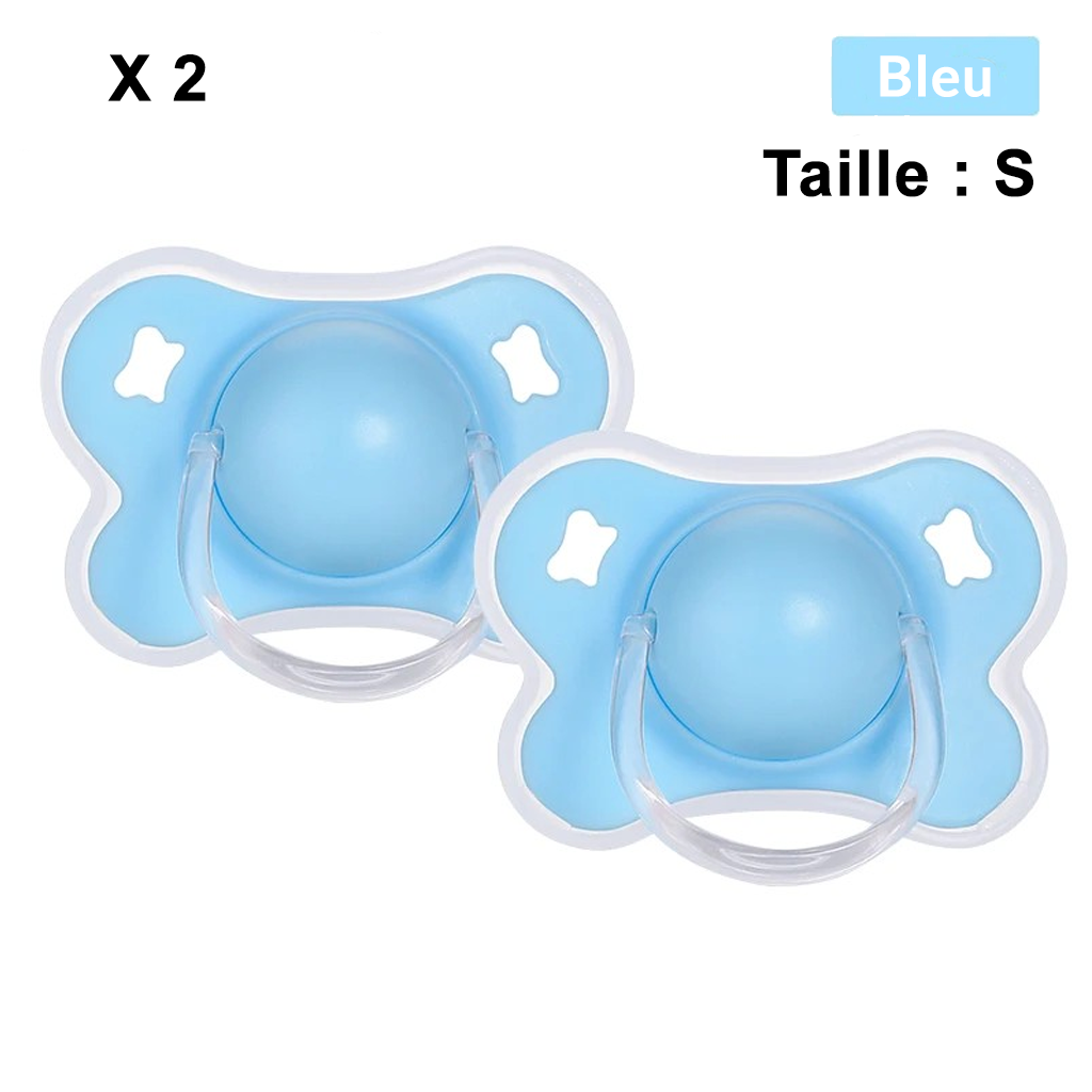Lot de 2 sucettes bleues taille S pour nourrisson
