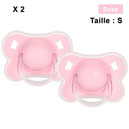 Lot de 2 sucettes roses taille S ergonomiques pour bébé