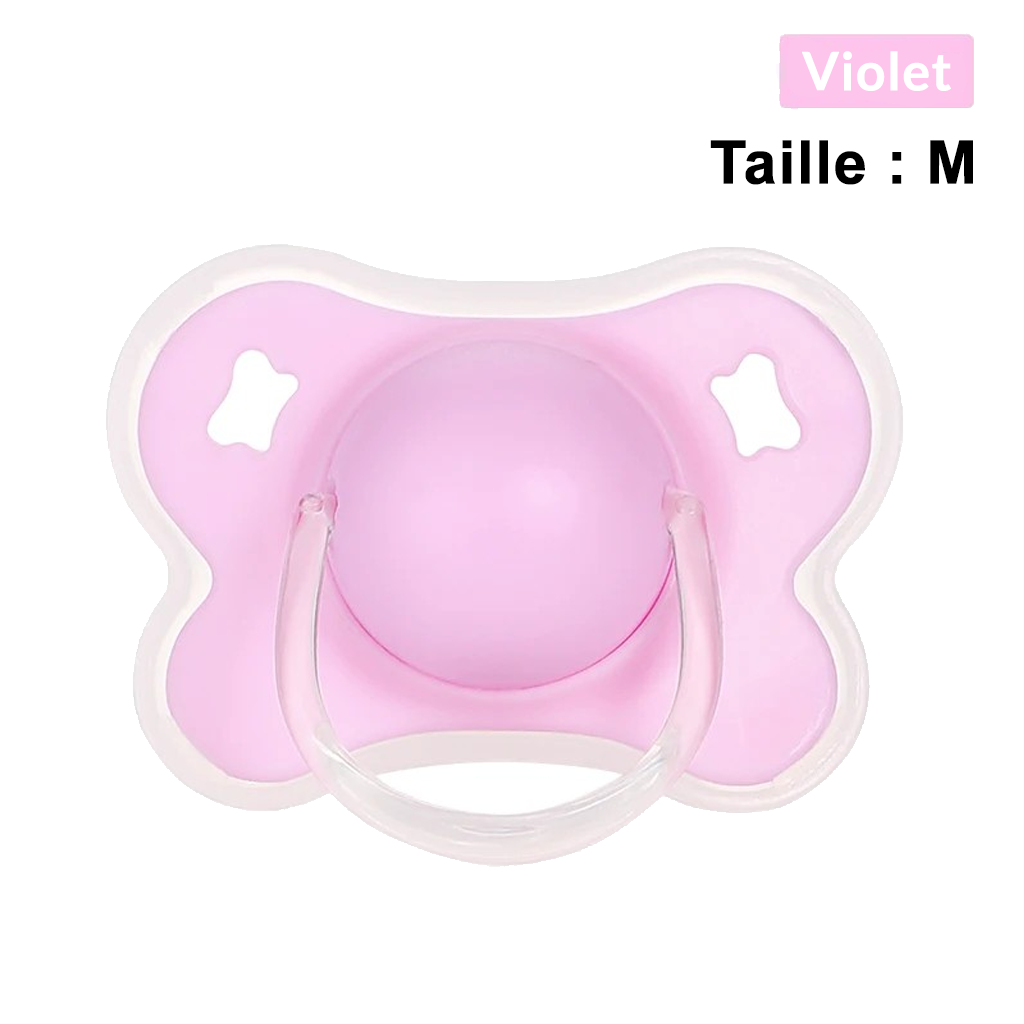 Sucette violette taille M au design ergonomique et léger