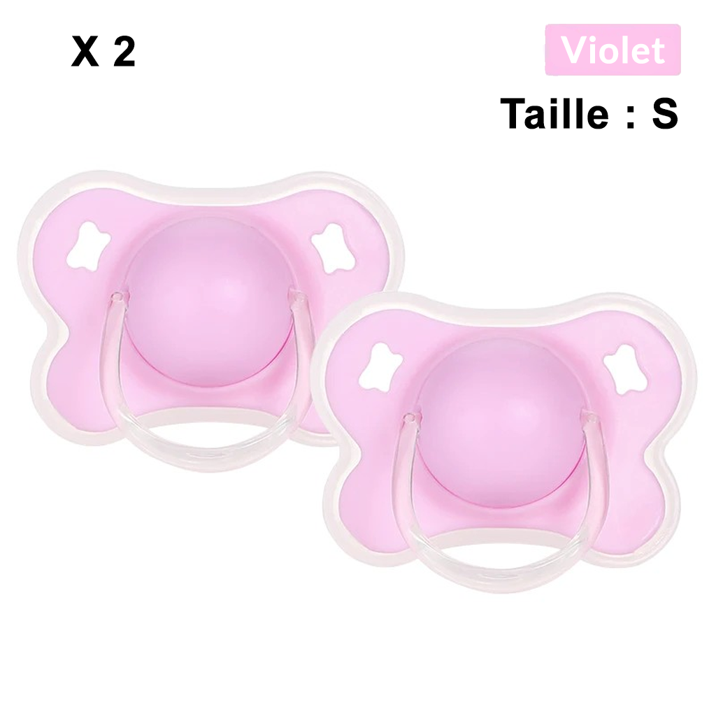Lot de 2 sucettes violettes taille S pour bébé