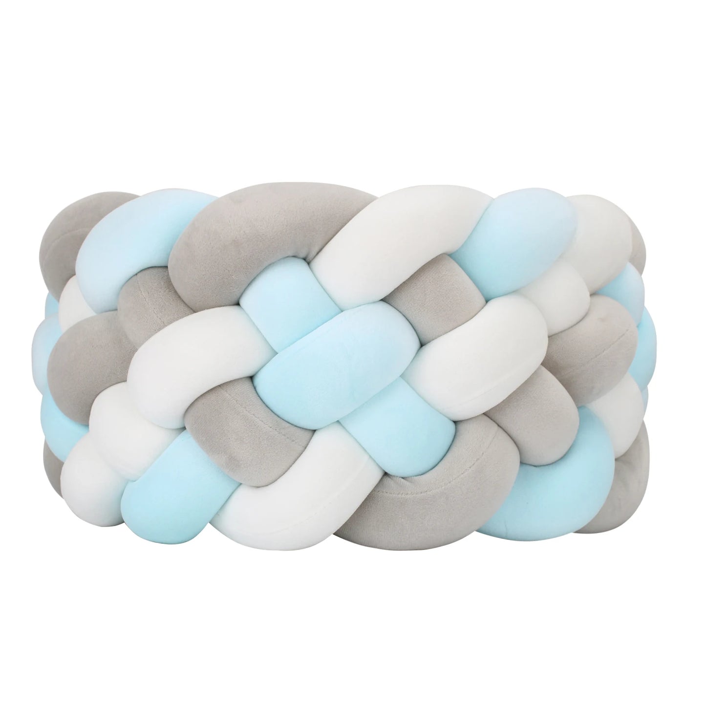 Tresse de lit 6 brins bleu, blanc et gris