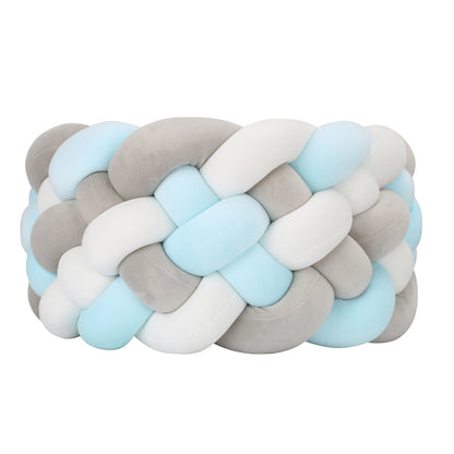 Tresse de lit 6 brins bleu, blanc et gris