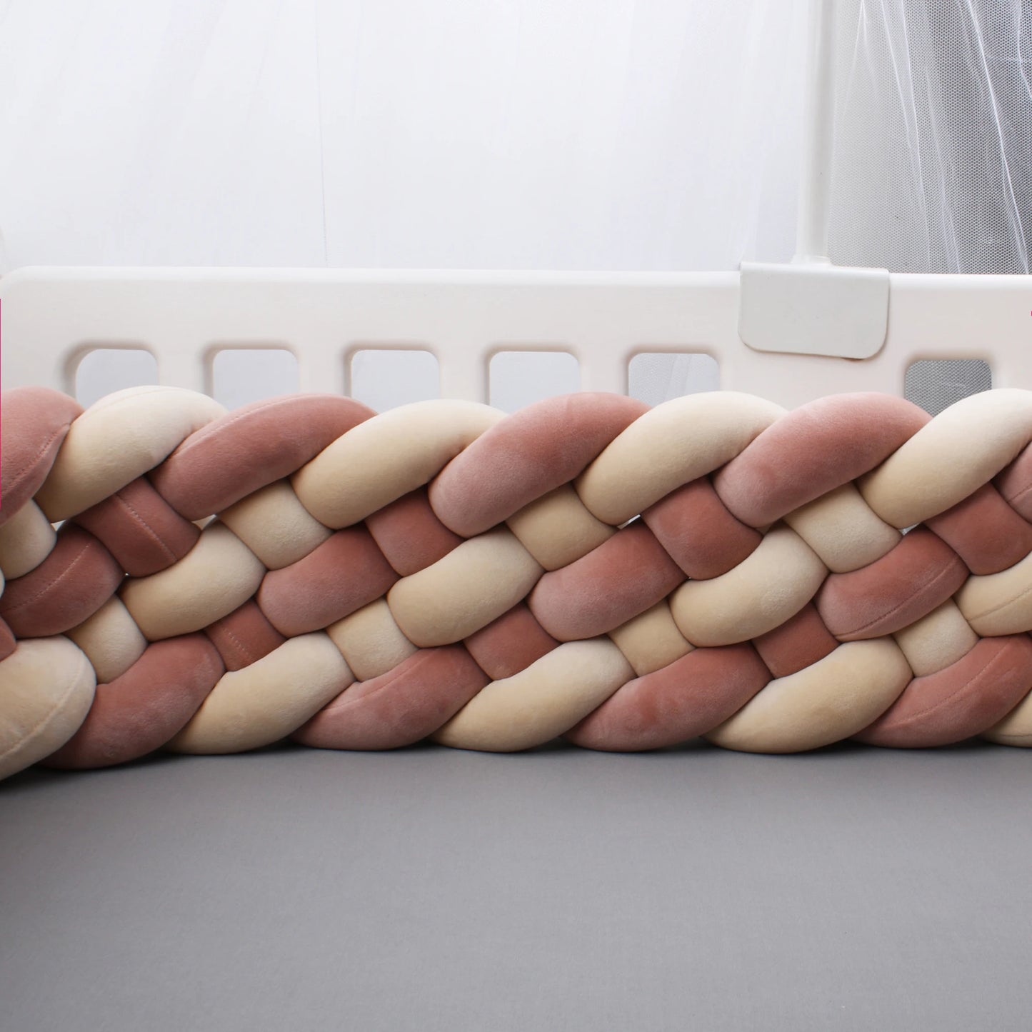 Tresse de lit 6 brins  vieux rose et beige