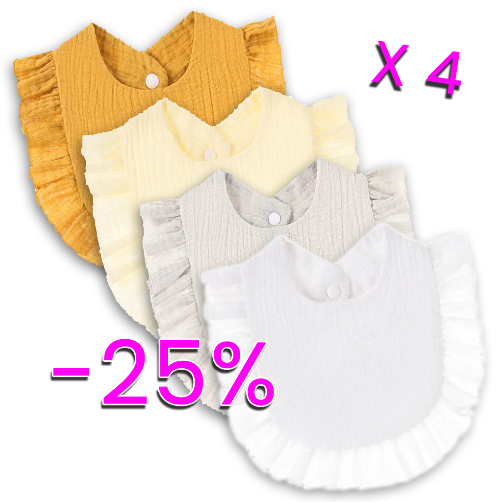 Lot Bavoirs Bébé Jaune-Blanc